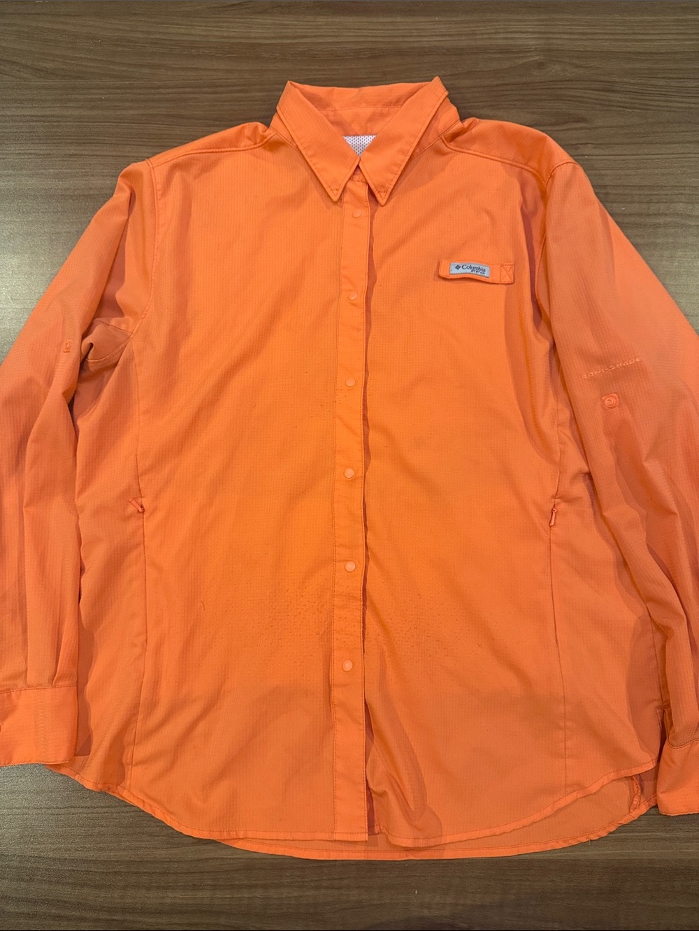 Columbia Men's Bright Orange Long-Sleeve Button-Down Shirt